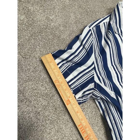 J.crew button up shirt mens sz X-Large blue pinstripes short sleeve top nwt - Picture 7 of 12